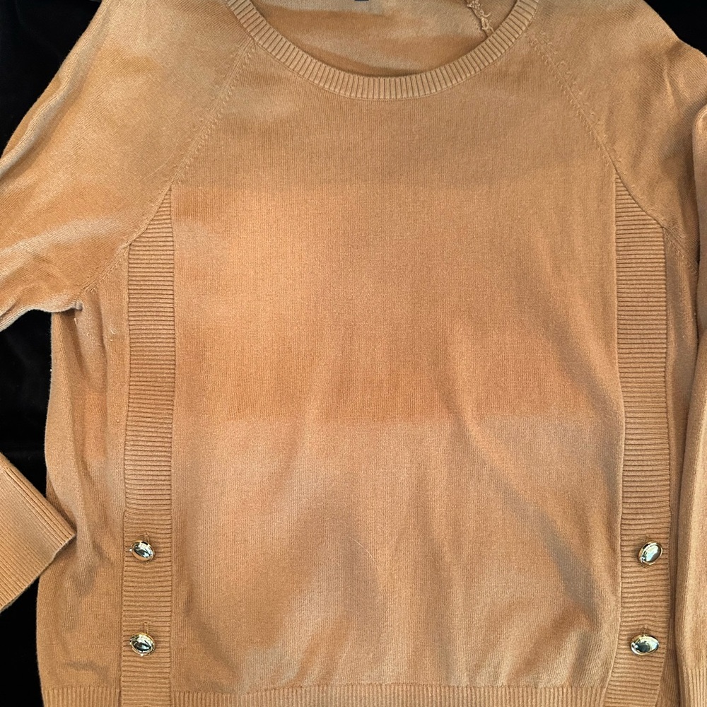 Talbots Camel Sweater with Button Detail